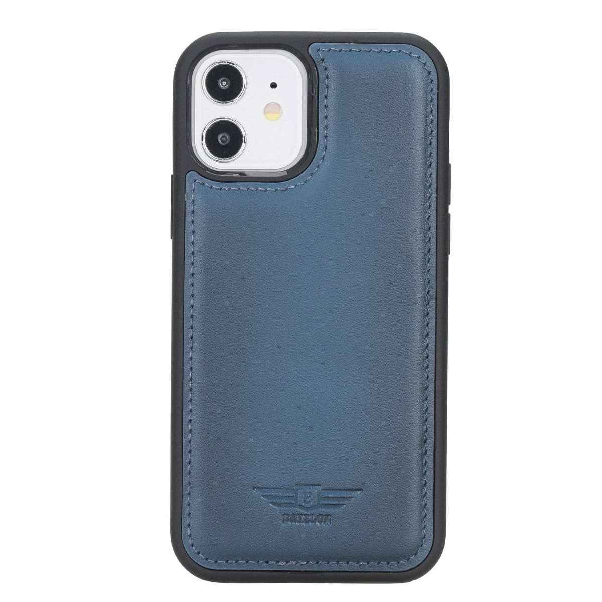 Bayelon iPhone 12 - 12 Pro 6.1" Leather Snap-on Back Cover Burnt Blue