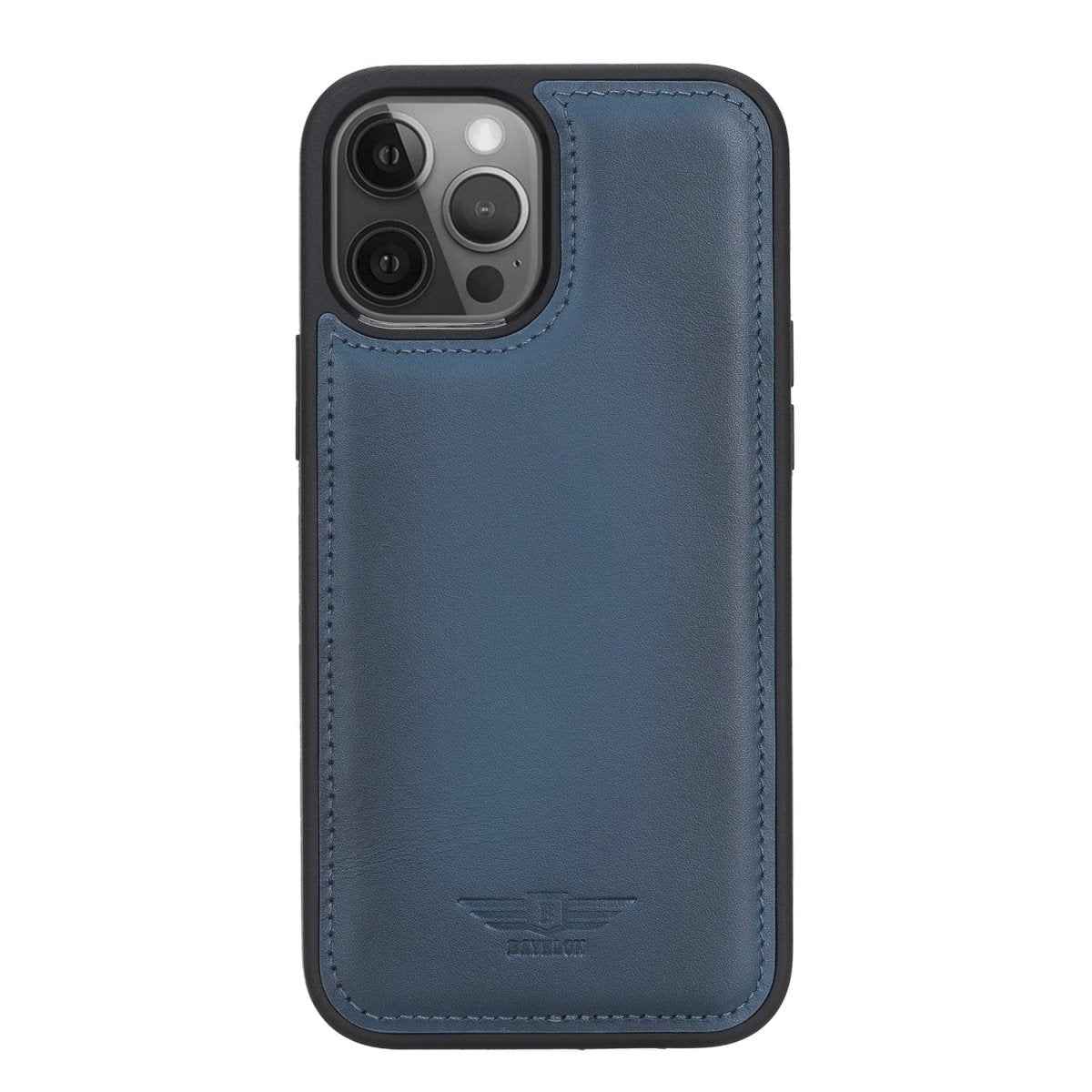Bayelon iPhone 12 Pro Max 6.7" Leather Snap-on Back Cover Burnt Blue