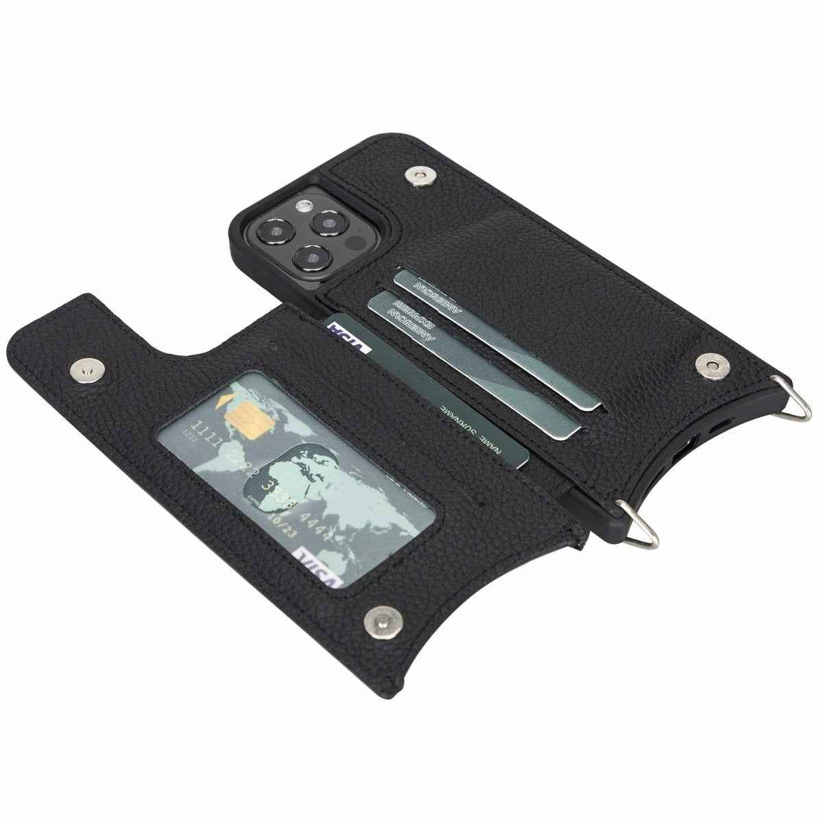 Bayelon iPhone 12 Pro Max Crossbody Leather Phone Case