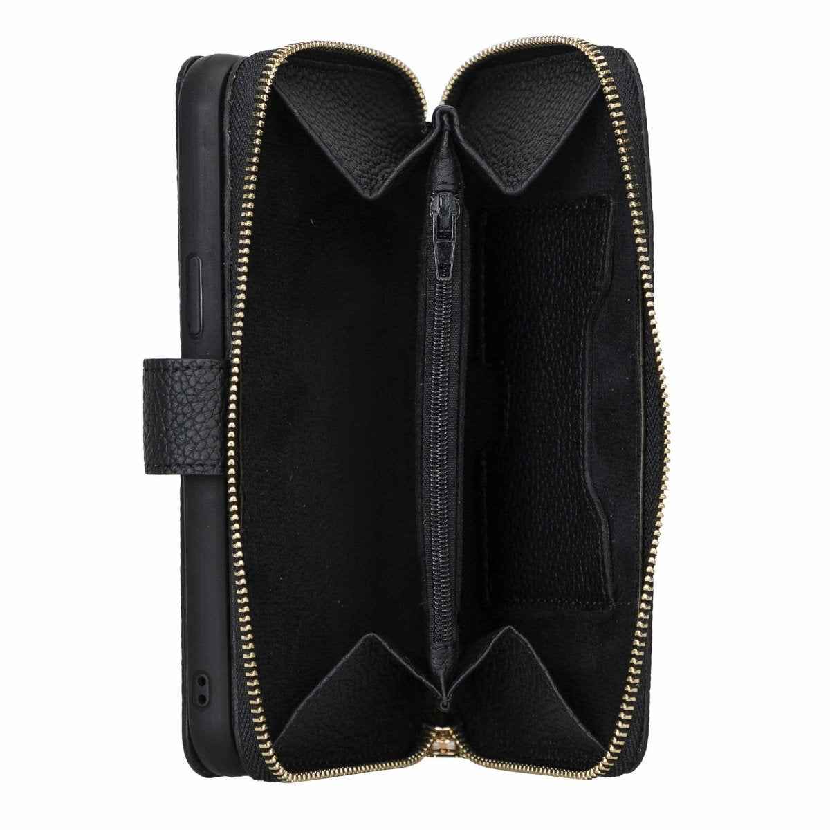 Bayelon iPhone 12 Pro Max Zipper Leather Wallet Case Purse with Holster