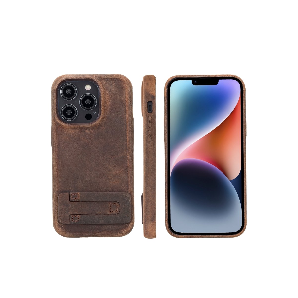 Bayelon iPhone 14 Pro Max Full Grain Leather Case Dark Brown