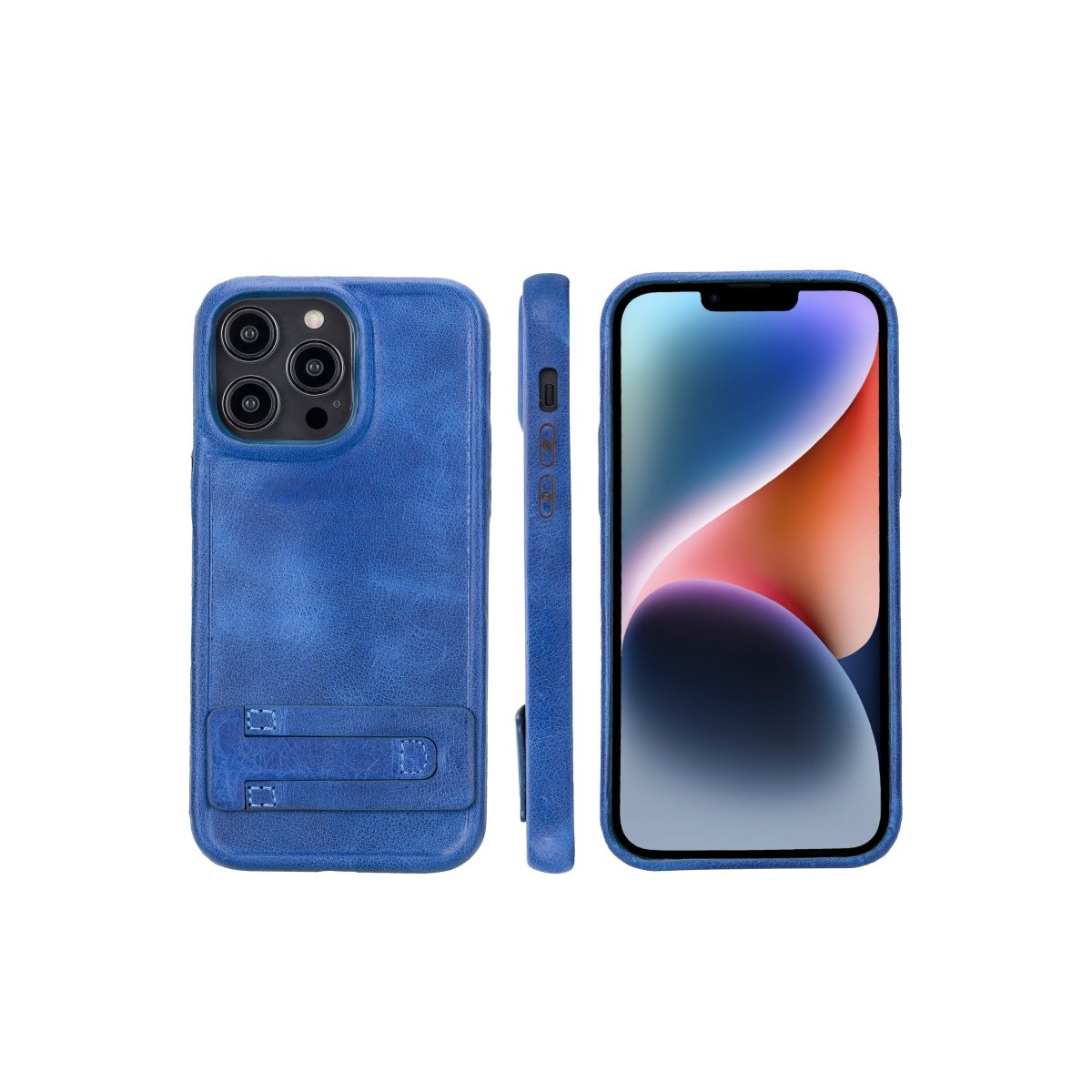 Bayelon iPhone 14 Pro Max Full Grain Leather Case Ocean Blue