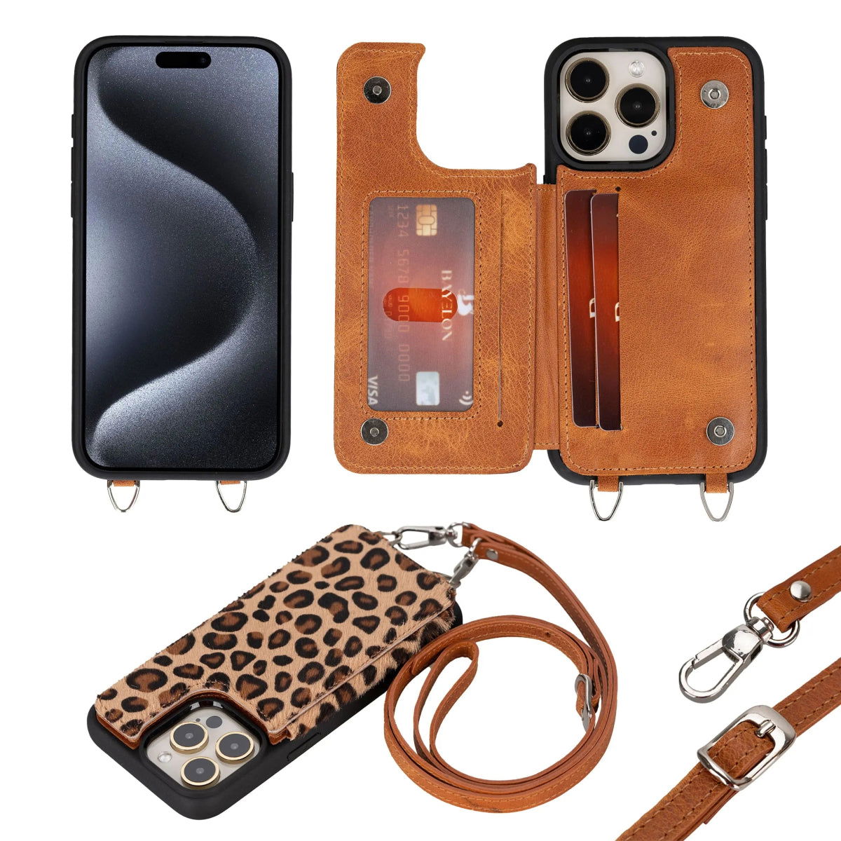 Bayelon iPhone 15 Pro Max Crossbody Case - Leather Case