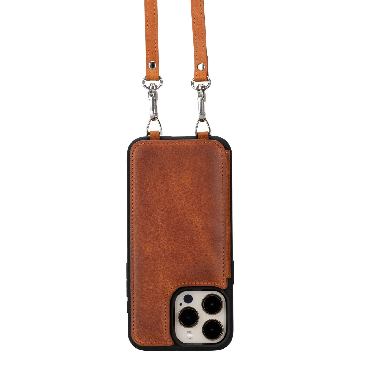 Bayelon iPhone 15 Pro Max Crossbody Case - Leather Case Vintage Brown