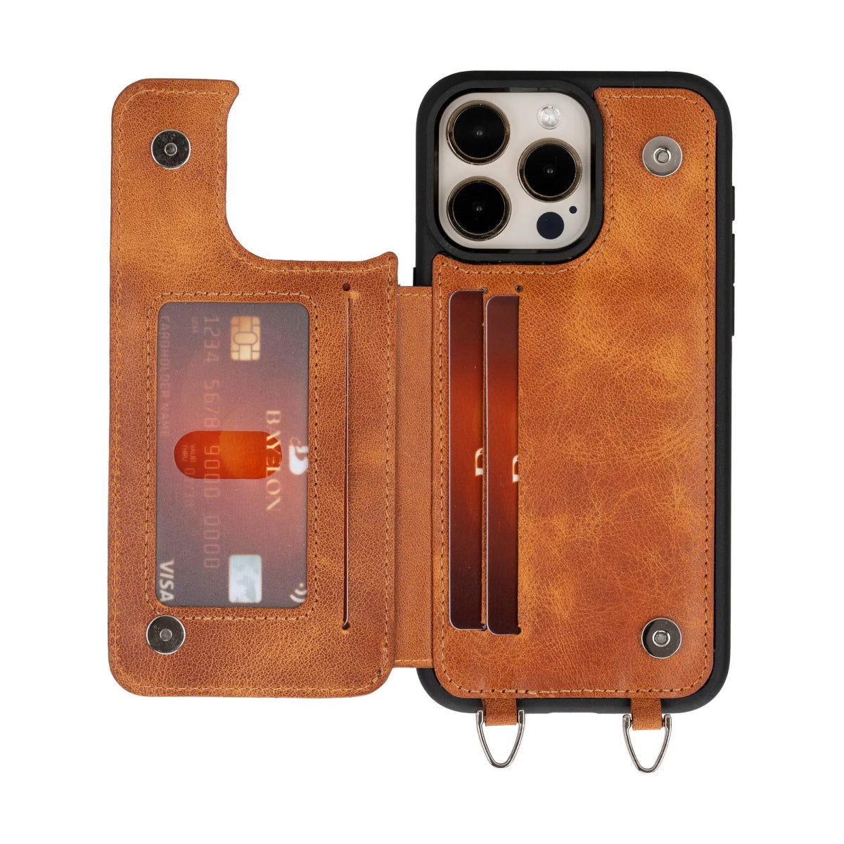 Bayelon iPhone 15 Pro Max Crossbody Case - Leather Case