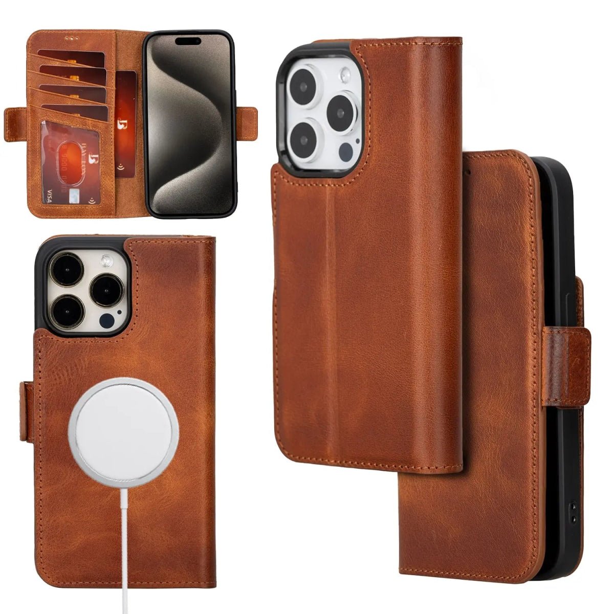 Bayelon iPhone 15 Pro Max Flip Cover Wallet Case - Premium Leather Protection