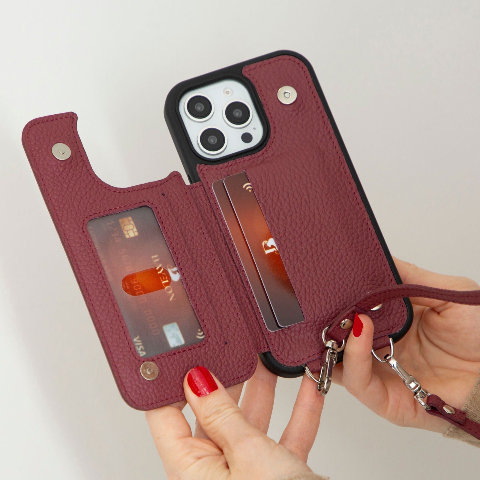 Bayelon iPhone 16 Pro Max Crossbody Leather Case