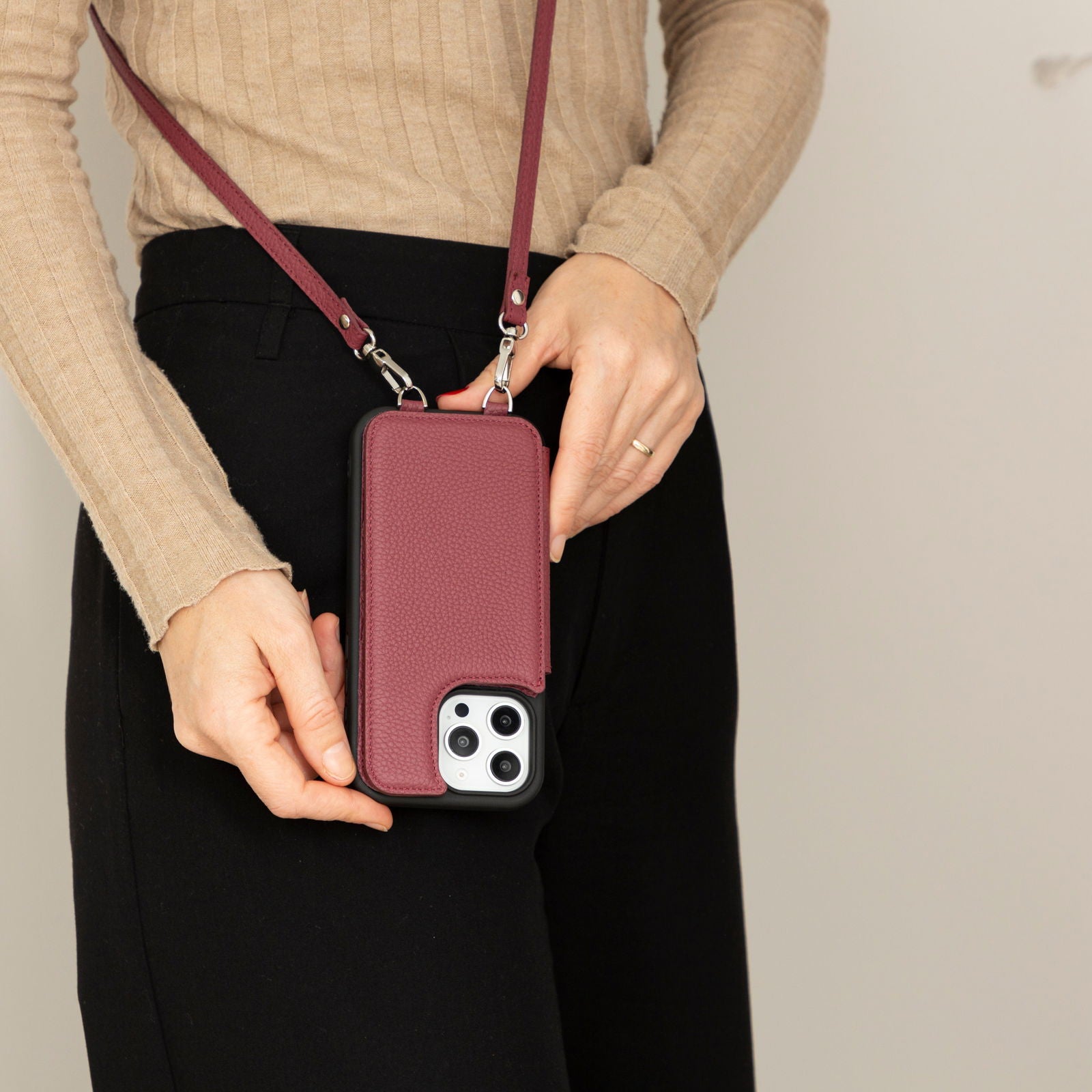 Bayelon iPhone 16 Pro Max Crossbody Leather Case