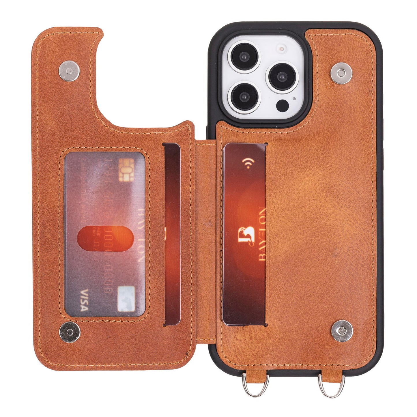 Bayelon iPhone 16 Pro Max Crossbody Leather Case