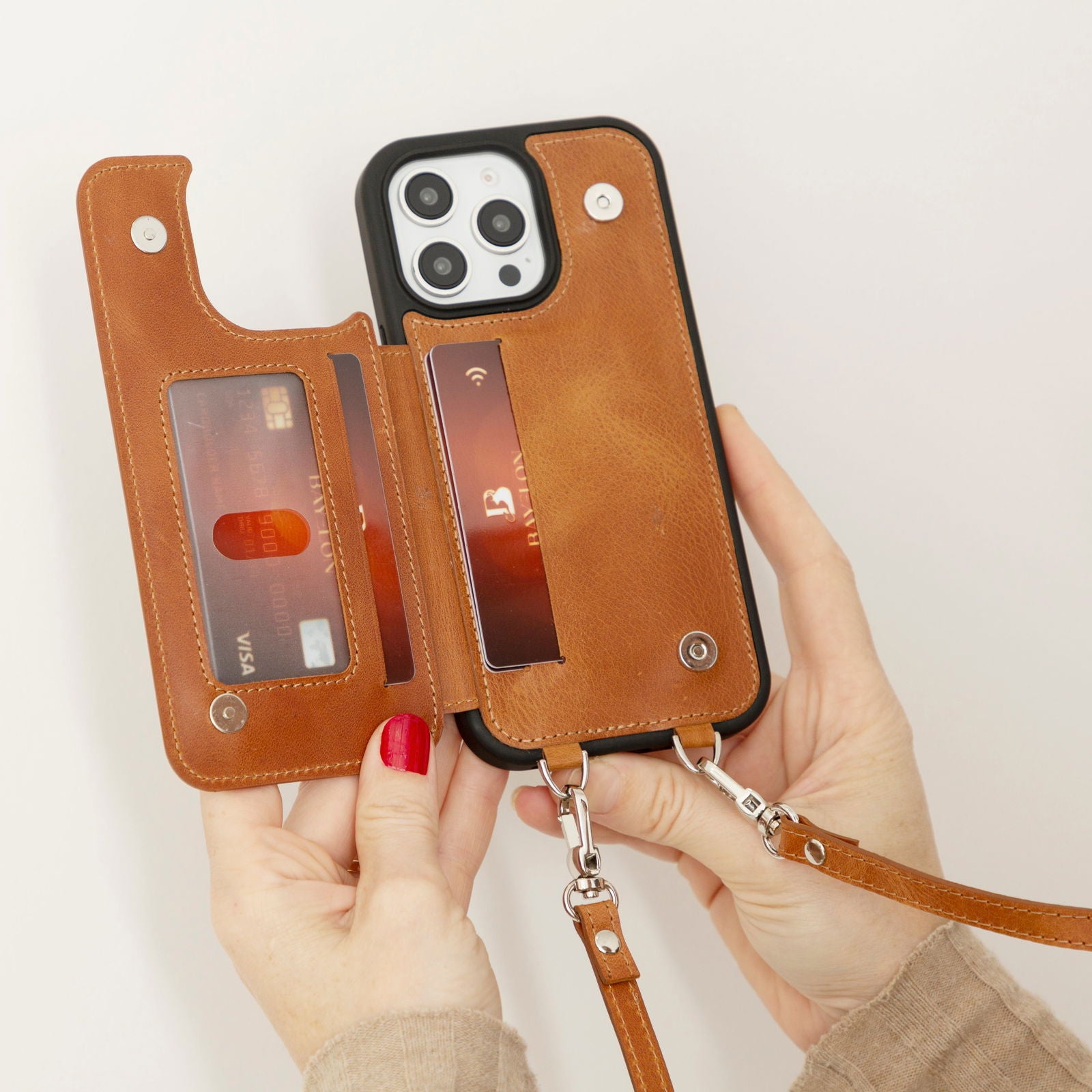 Bayelon iPhone 16 Pro Max Crossbody Leather Case