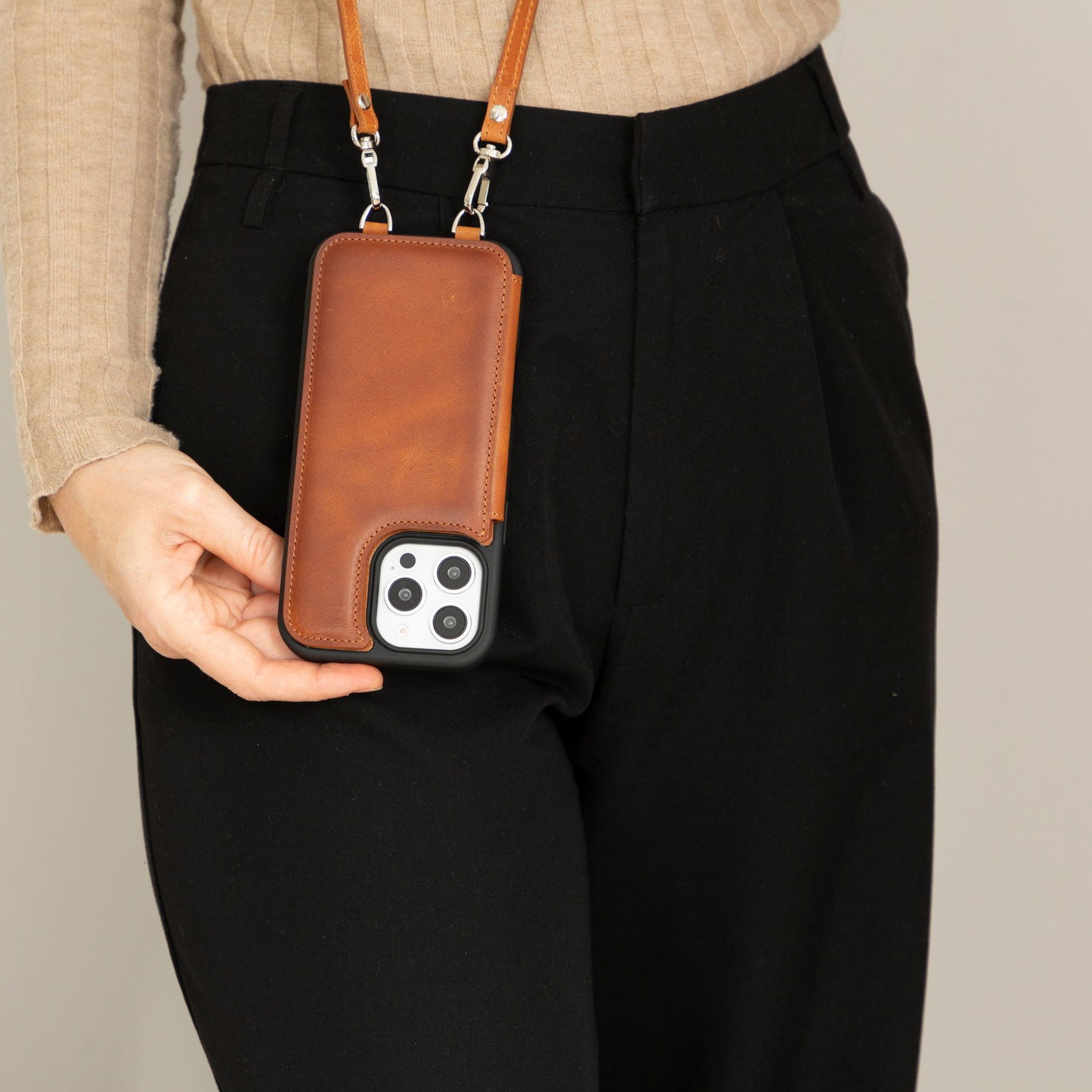 Bayelon iPhone 16 Pro Max Crossbody Leather Case