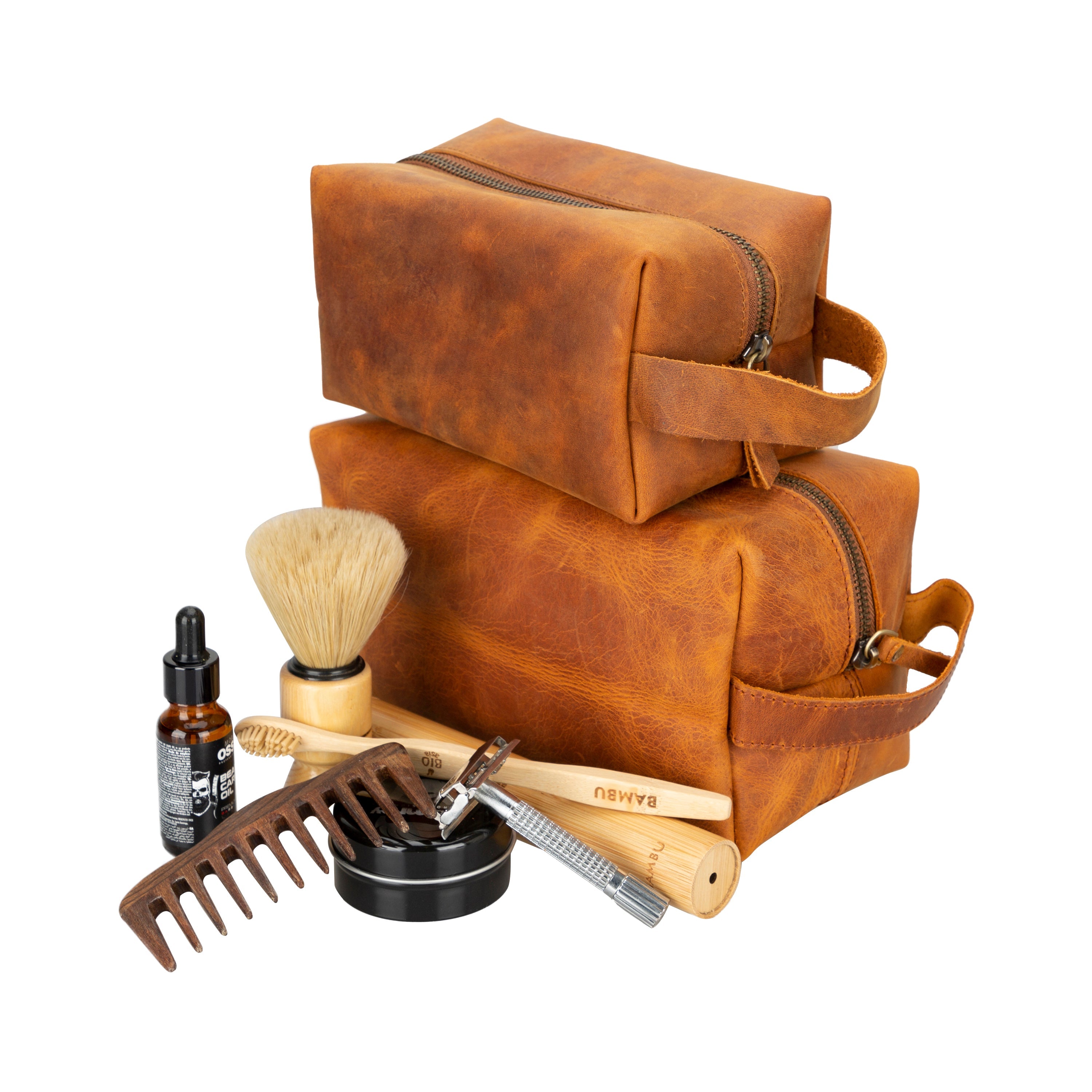 Bayelon Eve Leather Dopp Kit - Medium Size Moccasin