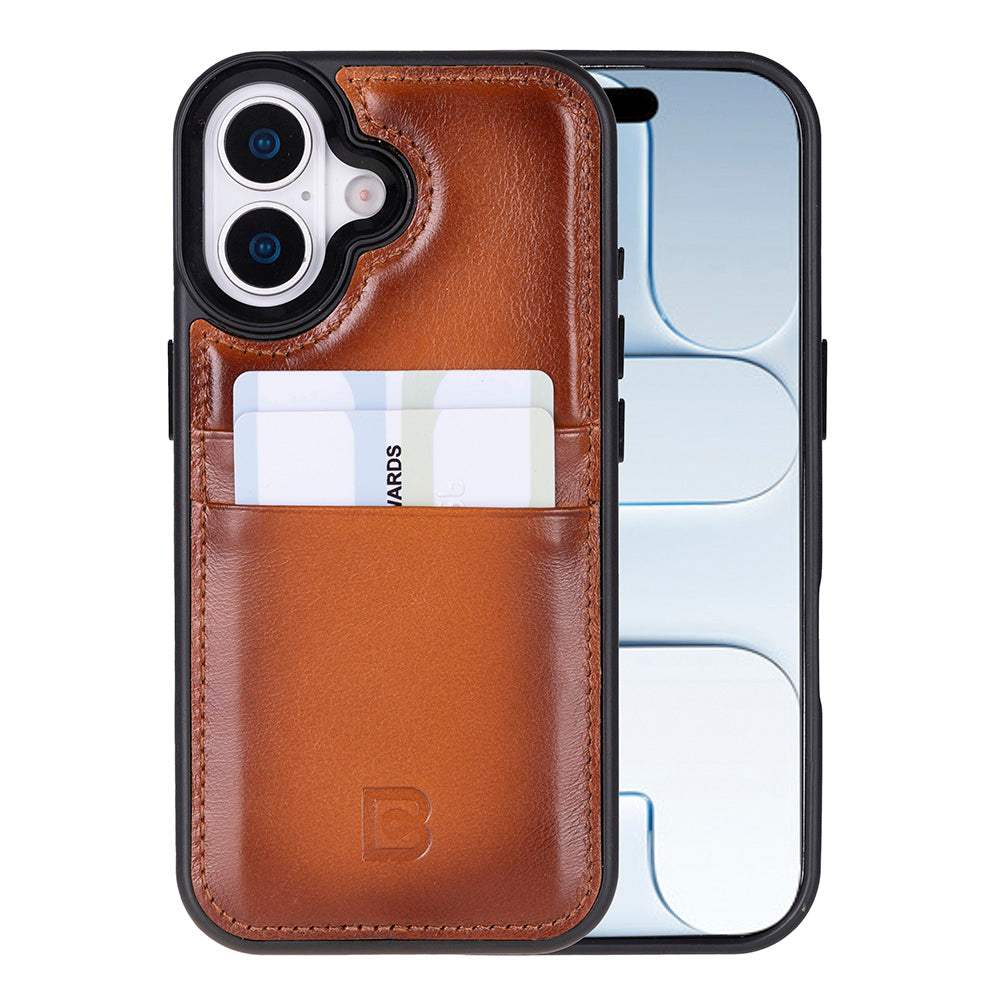Bouletta Flex Cover Leather iPhone 17 Case with Card Holder Tan