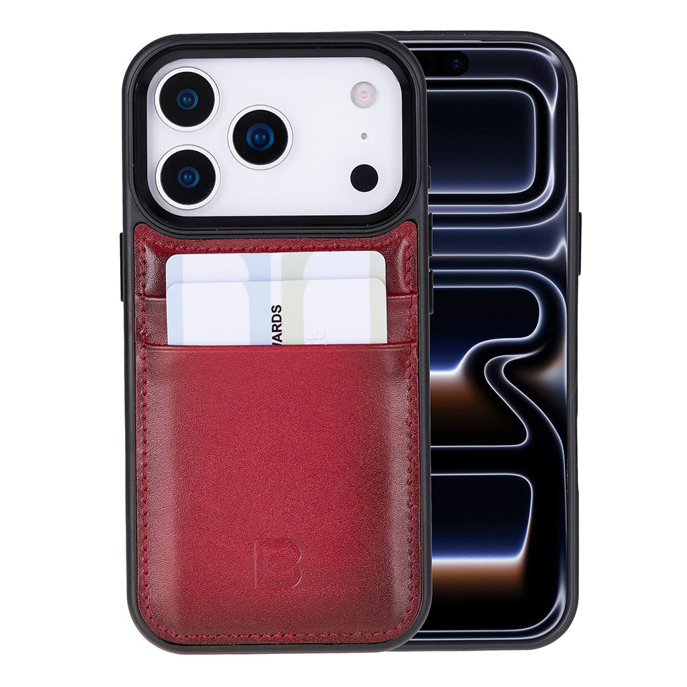 Bouletta Flex Cover Leather iPhone 17 Pro Case with Card Holder Red