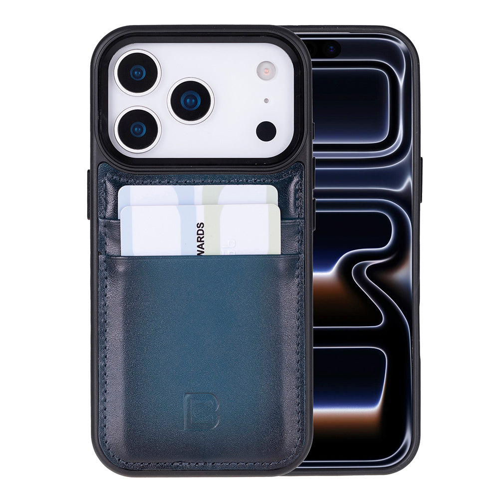 Bouletta Flex Cover Leather iPhone 17 Pro Case with Card Holder Blue