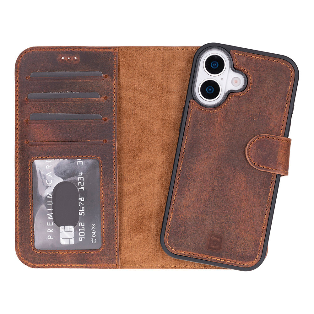 Bouletta Magic iPhone 17 Detachable Leather Wallet Case Saddle Brown