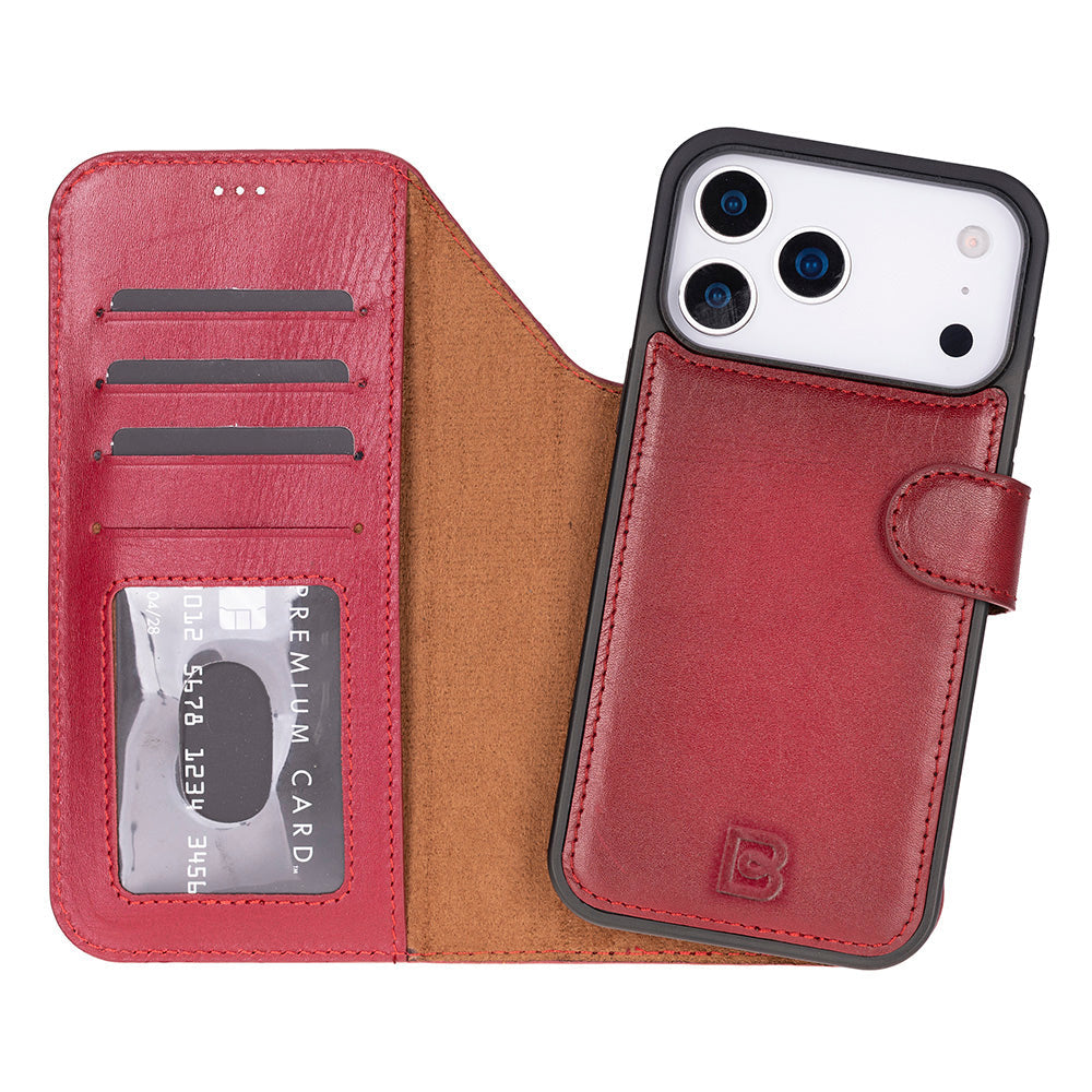 Bouletta Magic iPhone 17 Pro Detachable Leather Wallet Case Red