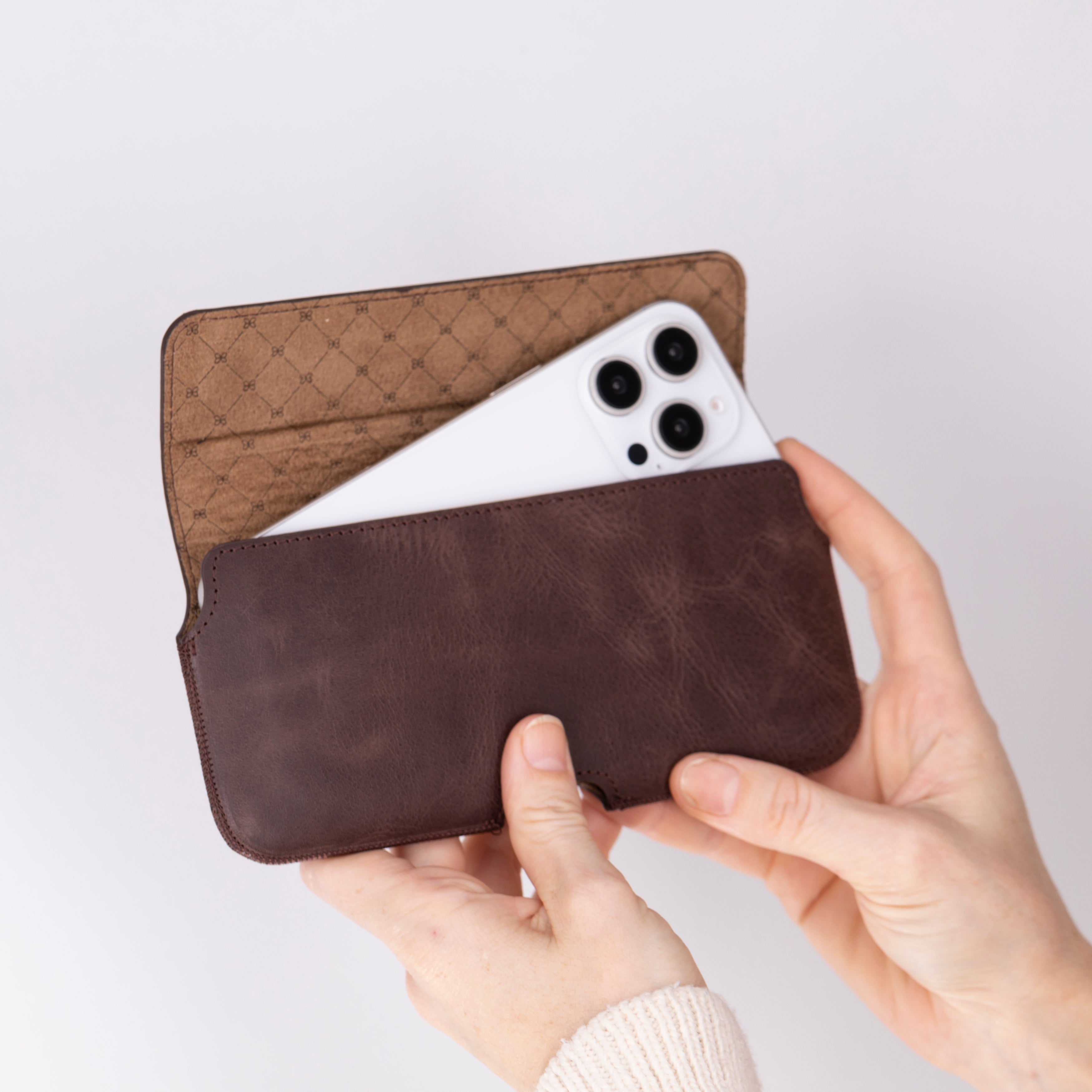 Bayelon Aslant Belt Leather Case for iPhone 16 Pro