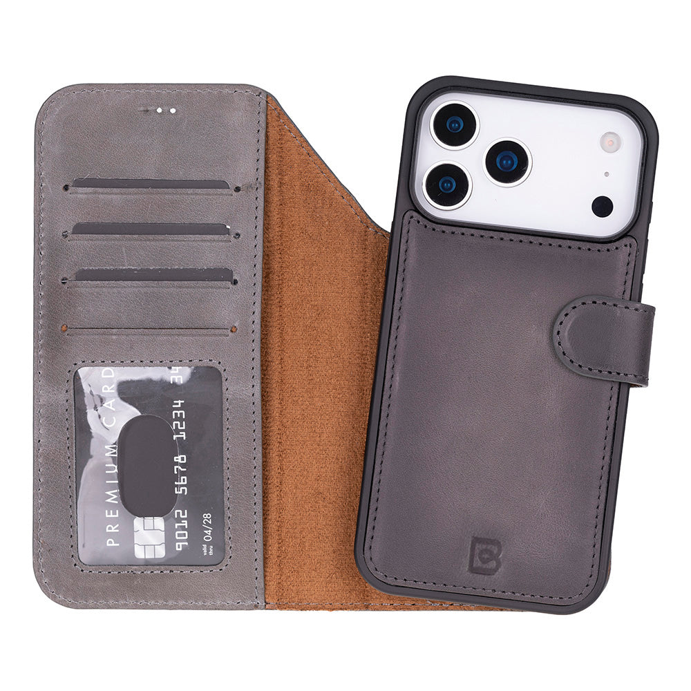 Bouletta Magic iPhone 17 Pro Detachable Leather Wallet Case Gray