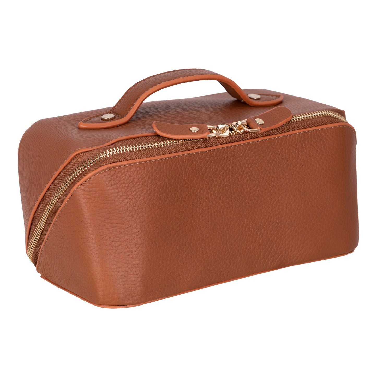 Bayelon Ella Leather Makeup Bag - Versatile Dopp Kit Tan