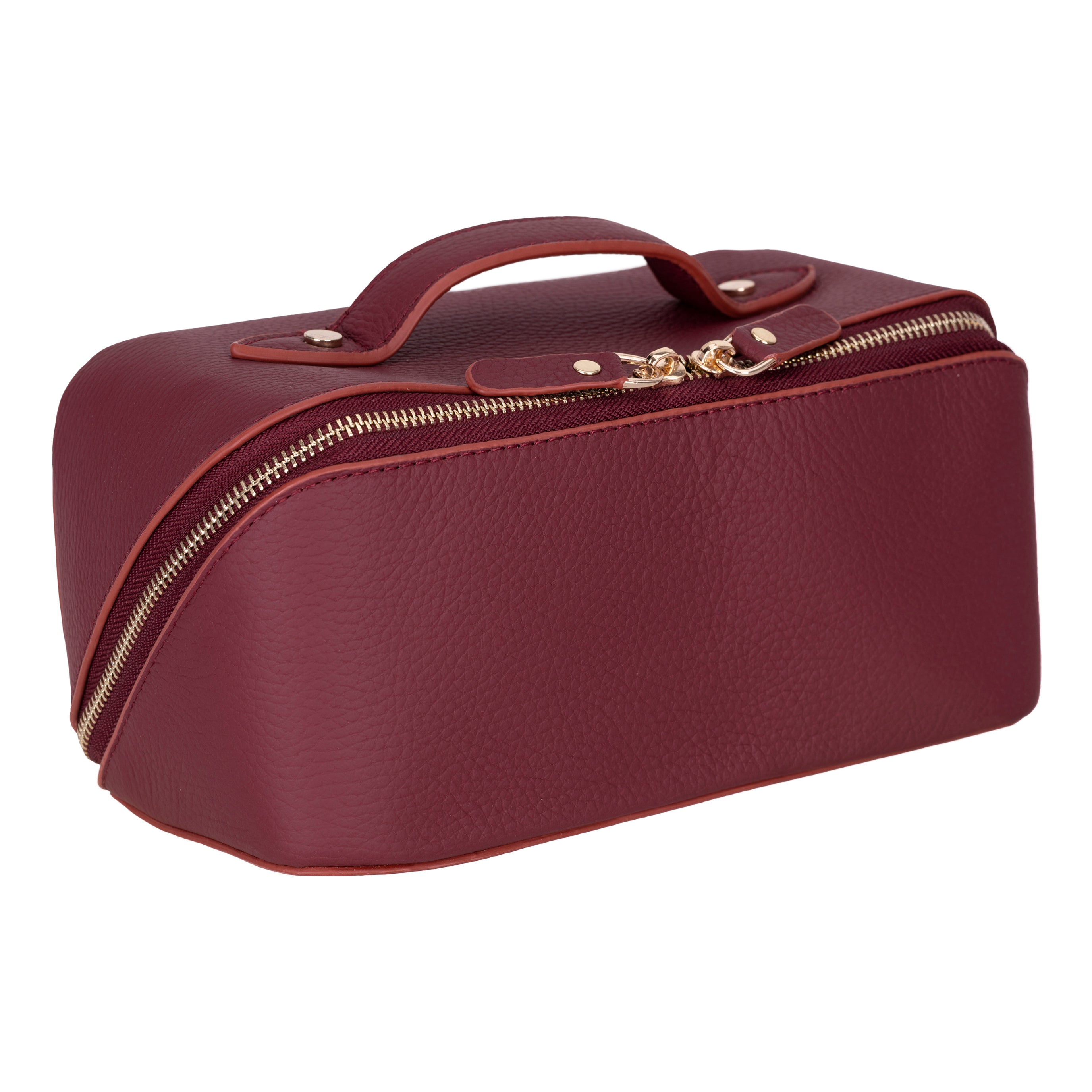 Bayelon Ella Leather Makeup Bag - Versatile Dopp Kit Bordeaux