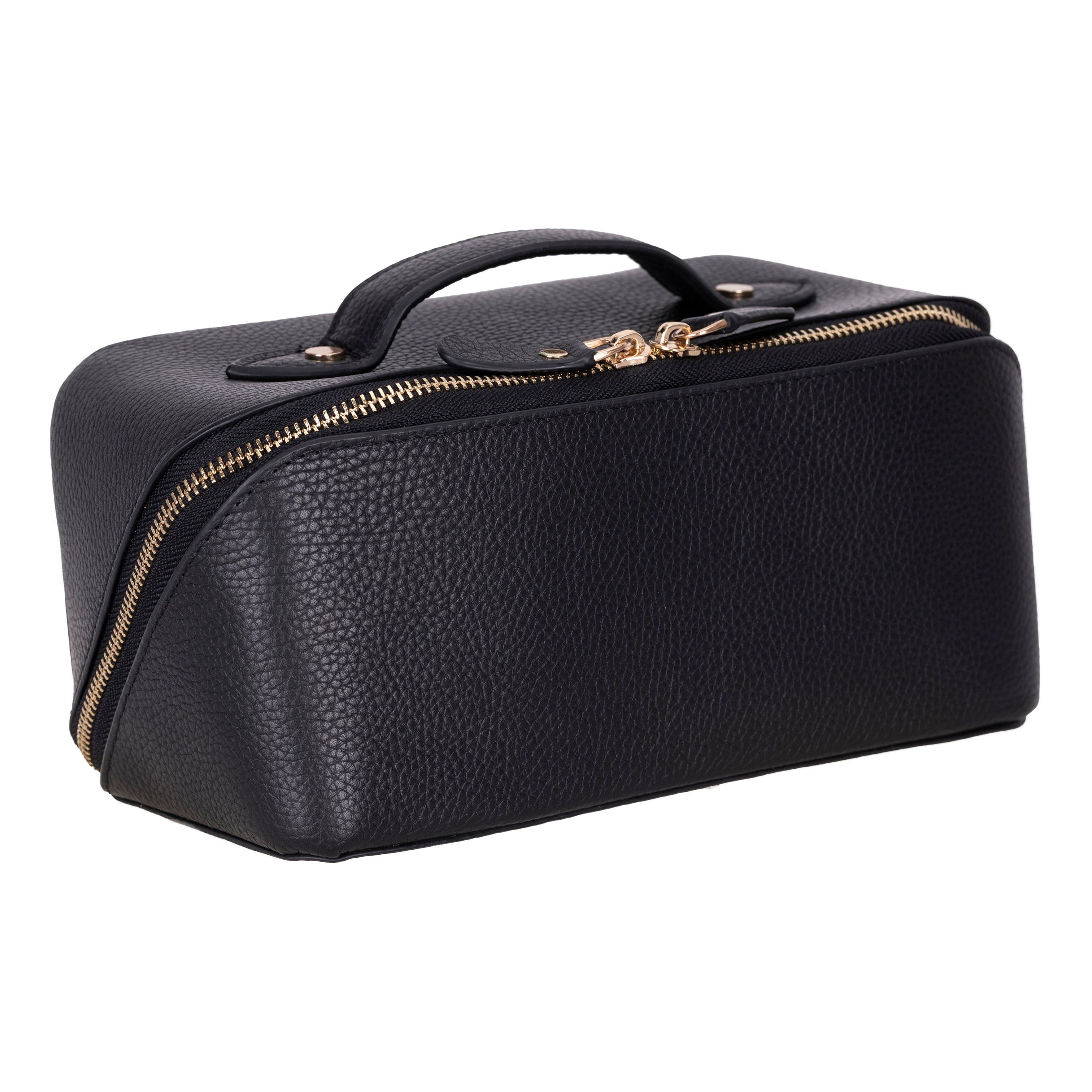 Bayelon Ella Leather Makeup Bag - Versatile Dopp Kit Black