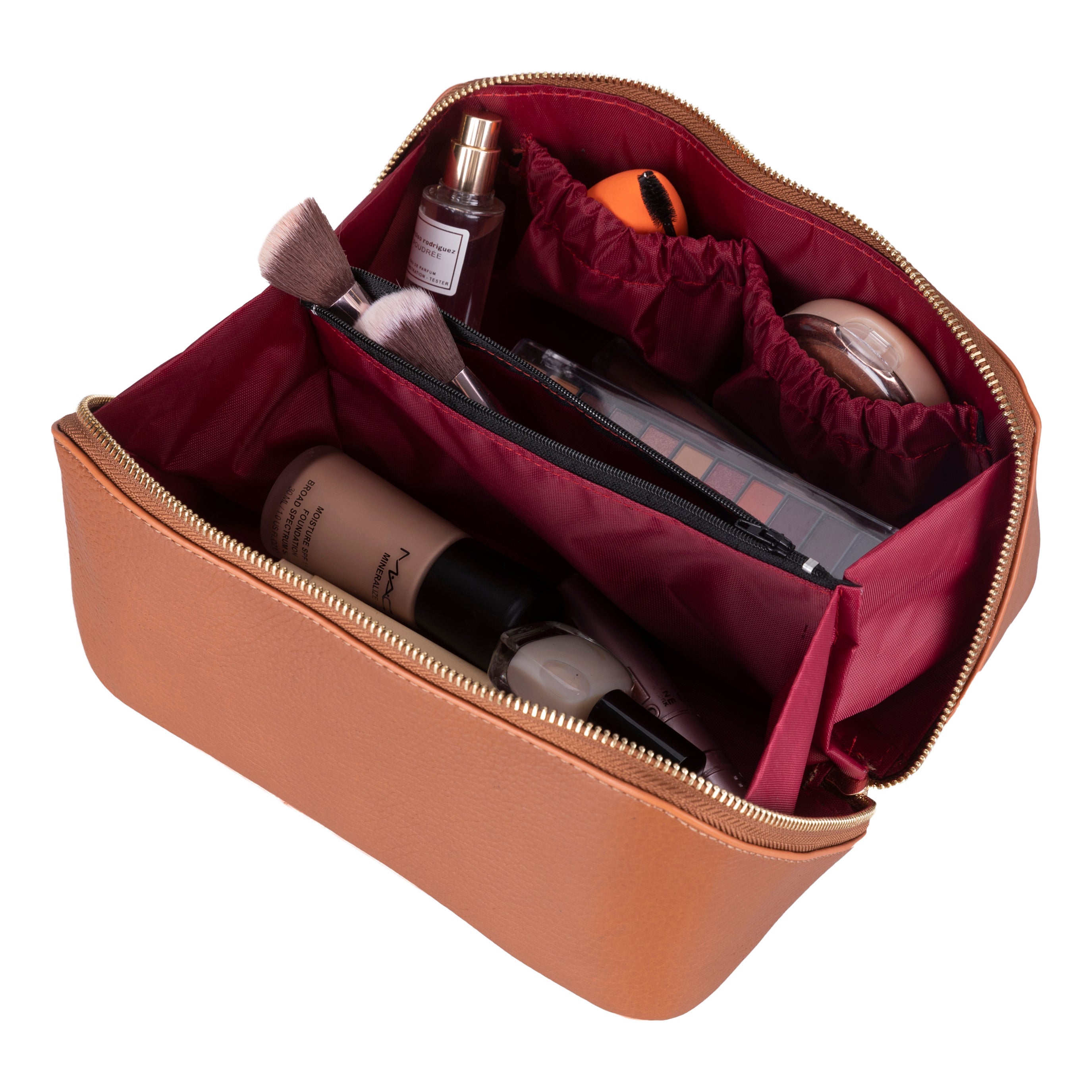 Bayelon Ella Leather Makeup Bag - Versatile Dopp Kit