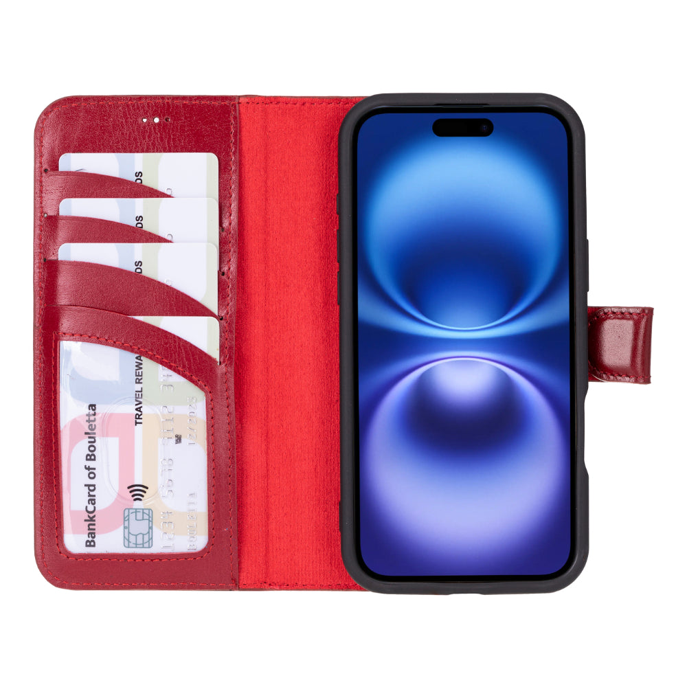 Bayelon Magic iPhone 16 Plus Leather Detachable Wallet Case Red