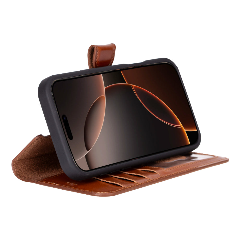 Bayelon Magic iPhone 16 Pro Leather Wallet Case - Stylish & Detachable