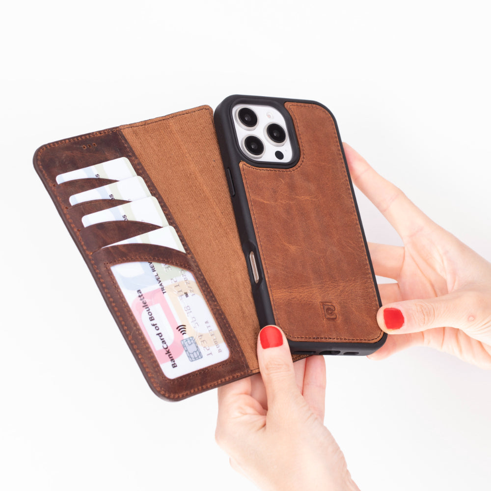 Bayelon Magic iPhone 16 Pro Leather Wallet Case - Stylish & Detachable