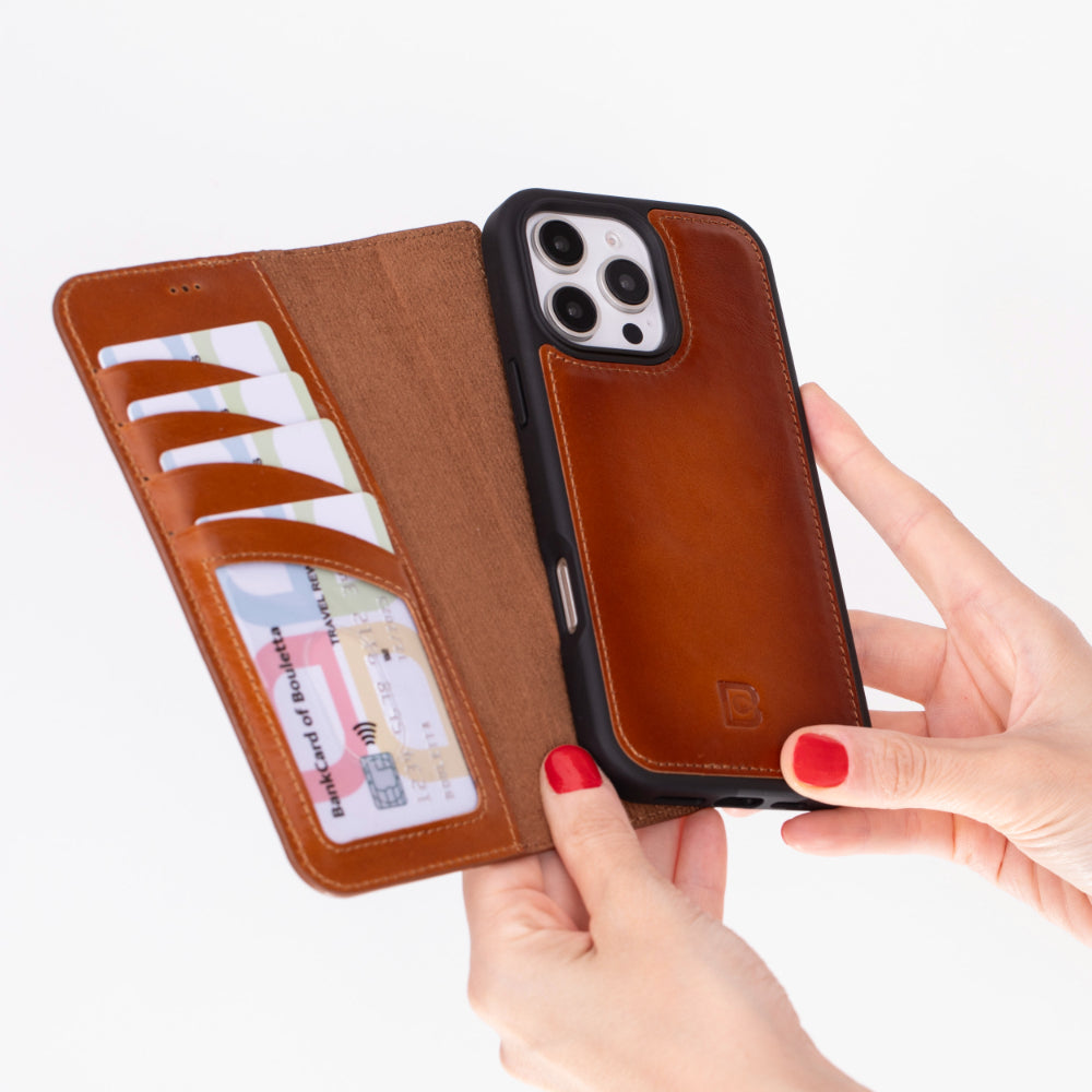 Bayelon Magic iPhone 16 Pro Leather Wallet Case - Stylish & Detachable