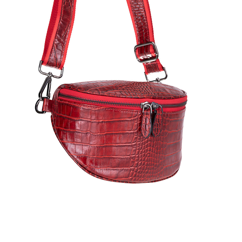 UnBranded Alora Leather Crossbody Bag Crocodile Verdant