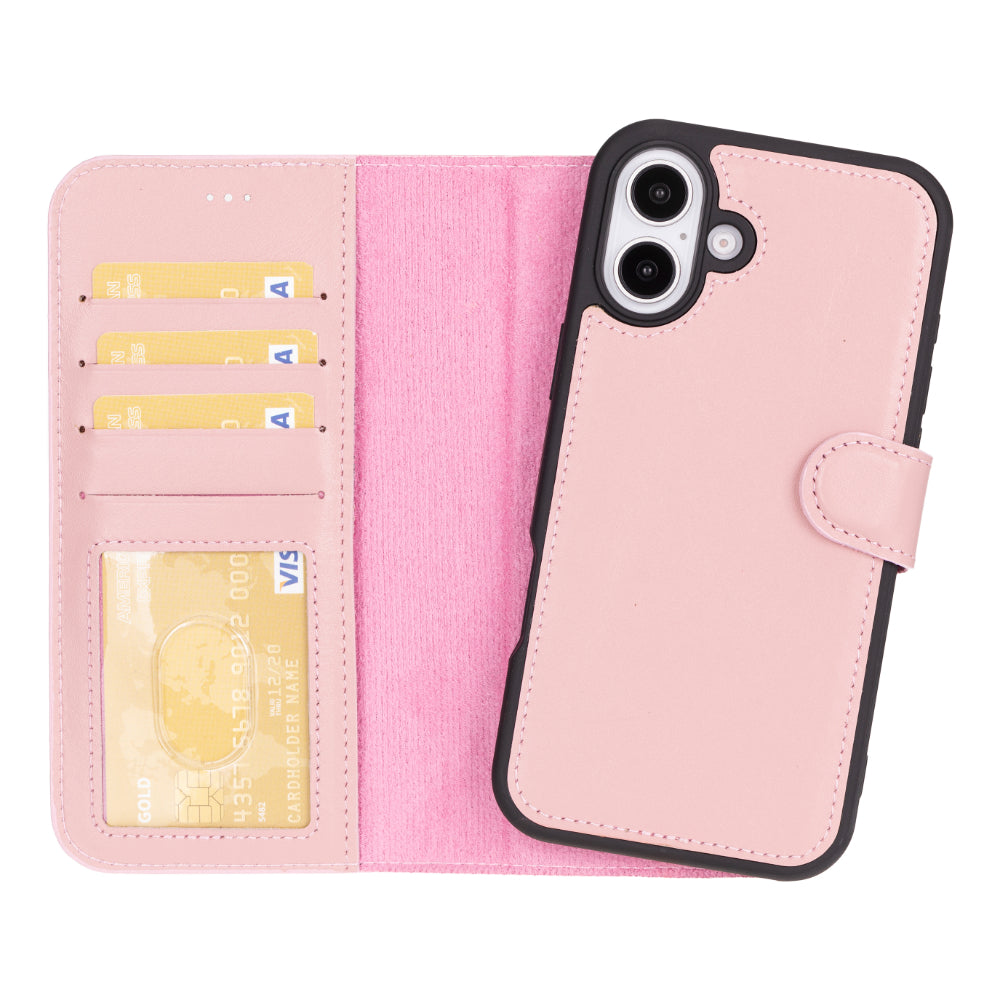 Bayelon Magic iPhone 16 Detachable Leather Wallet Case Pink