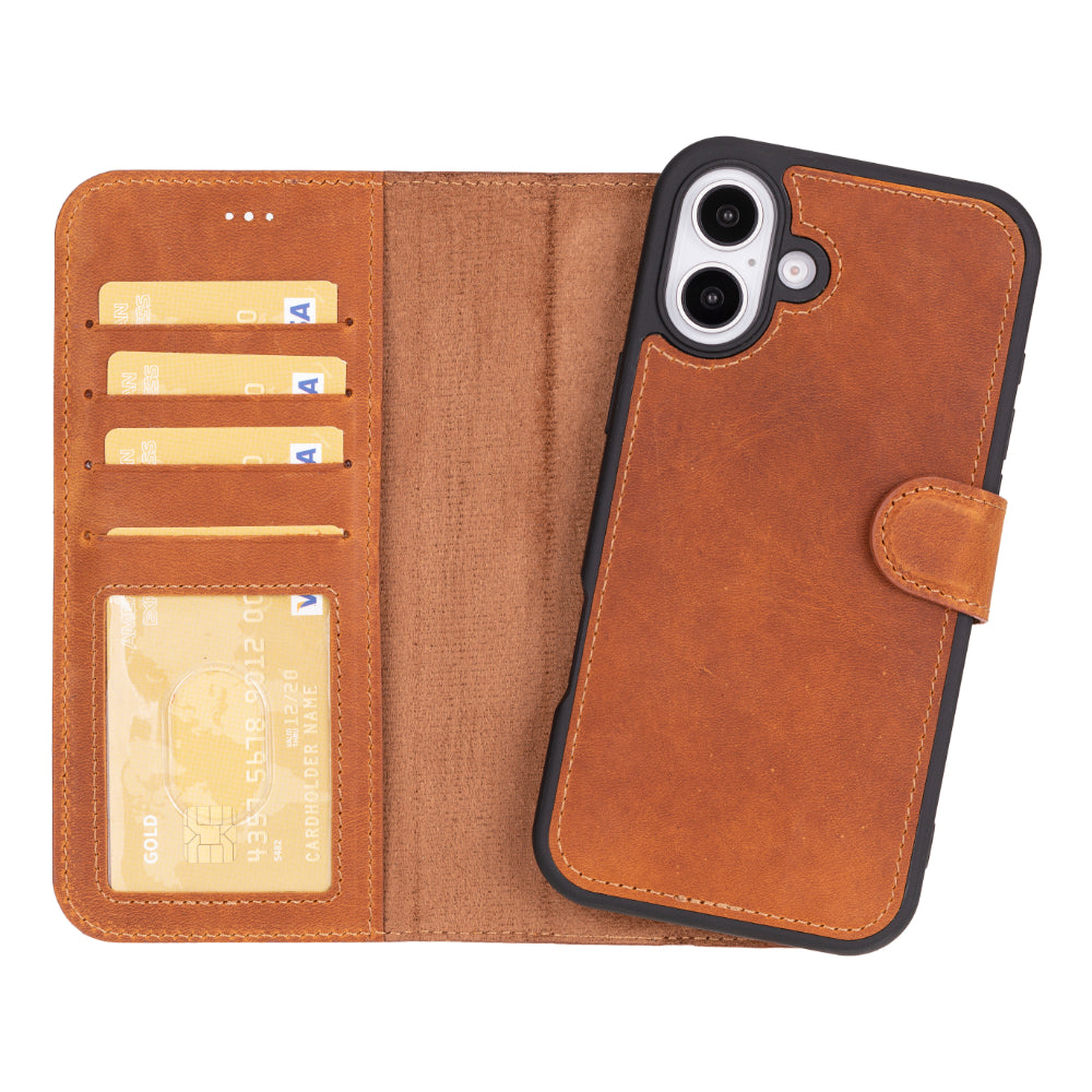 Bayelon Magic iPhone 16 Detachable Leather Wallet Case Moccasin