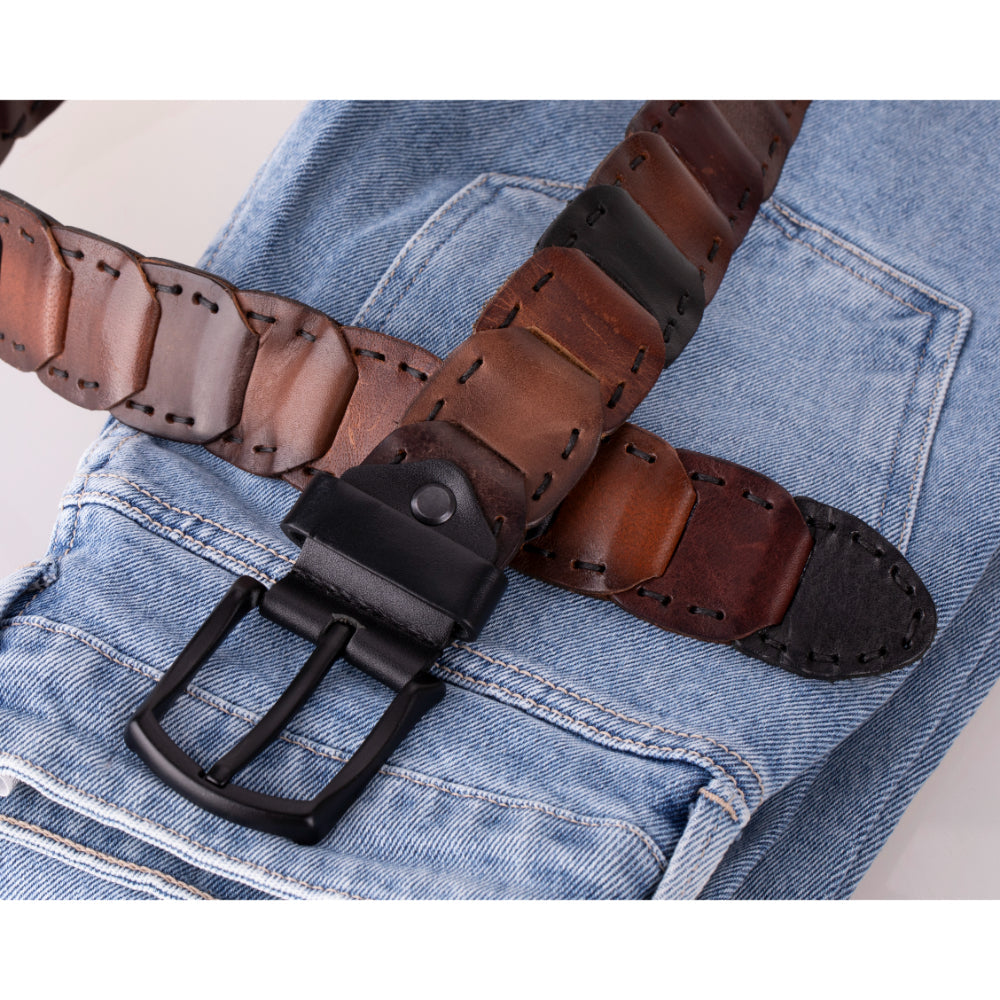 Bayelon Vista Braided Leather Men's Belt - Handmade & Durable