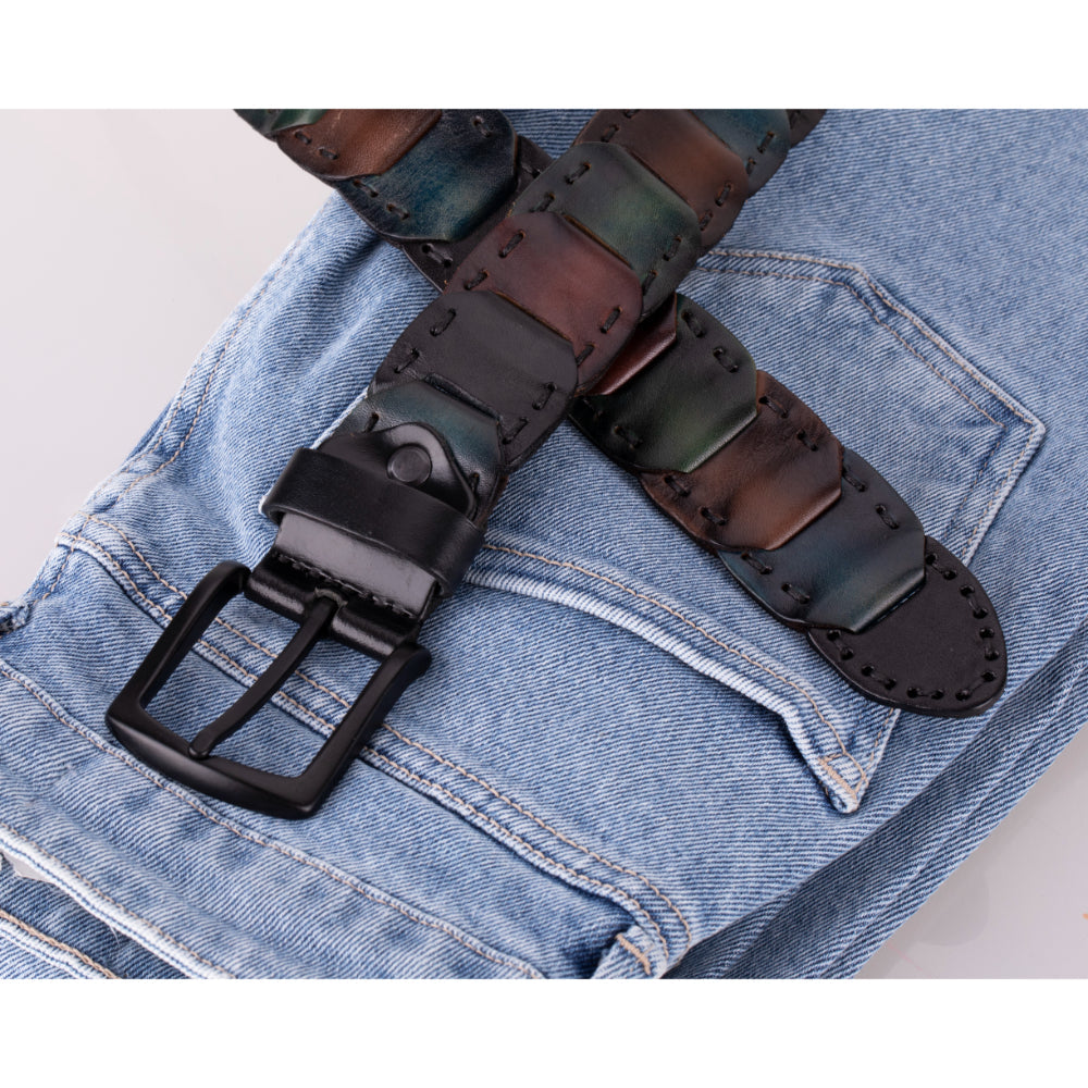 Bayelon Eclipso Braided Leather Men's Belt - Handcrafted Style