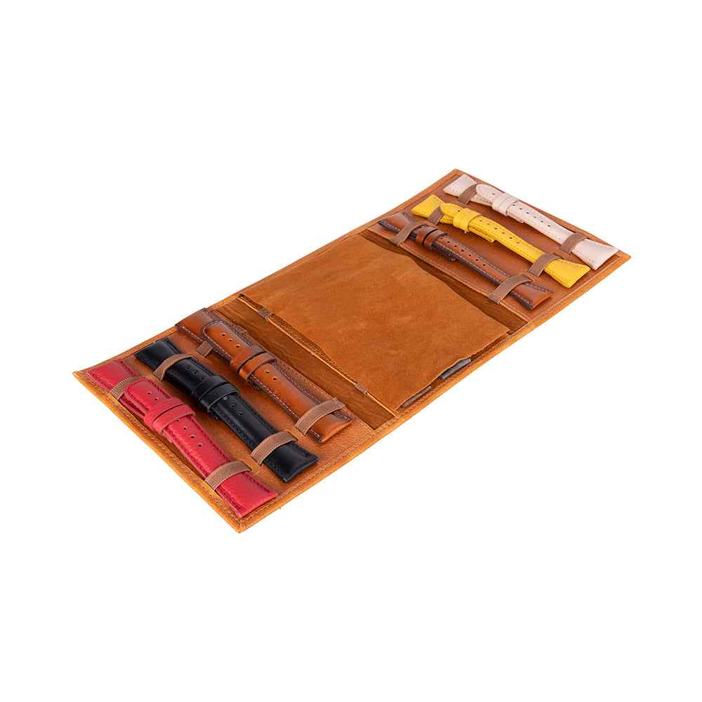 UnBranded Triple Watch Band Leather Organizer Golden Tan