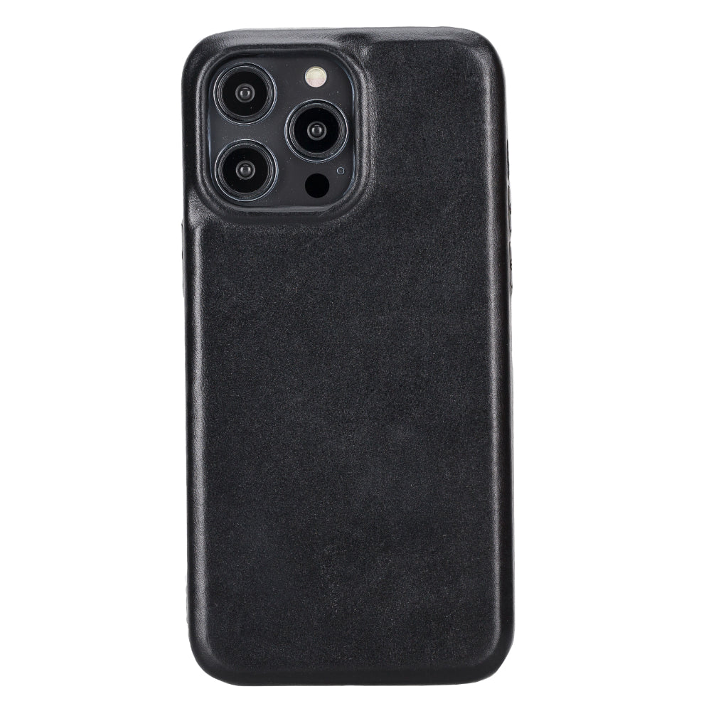 Bayelon Rock Cover Leather Case for iPhone 15 Pro Max Black