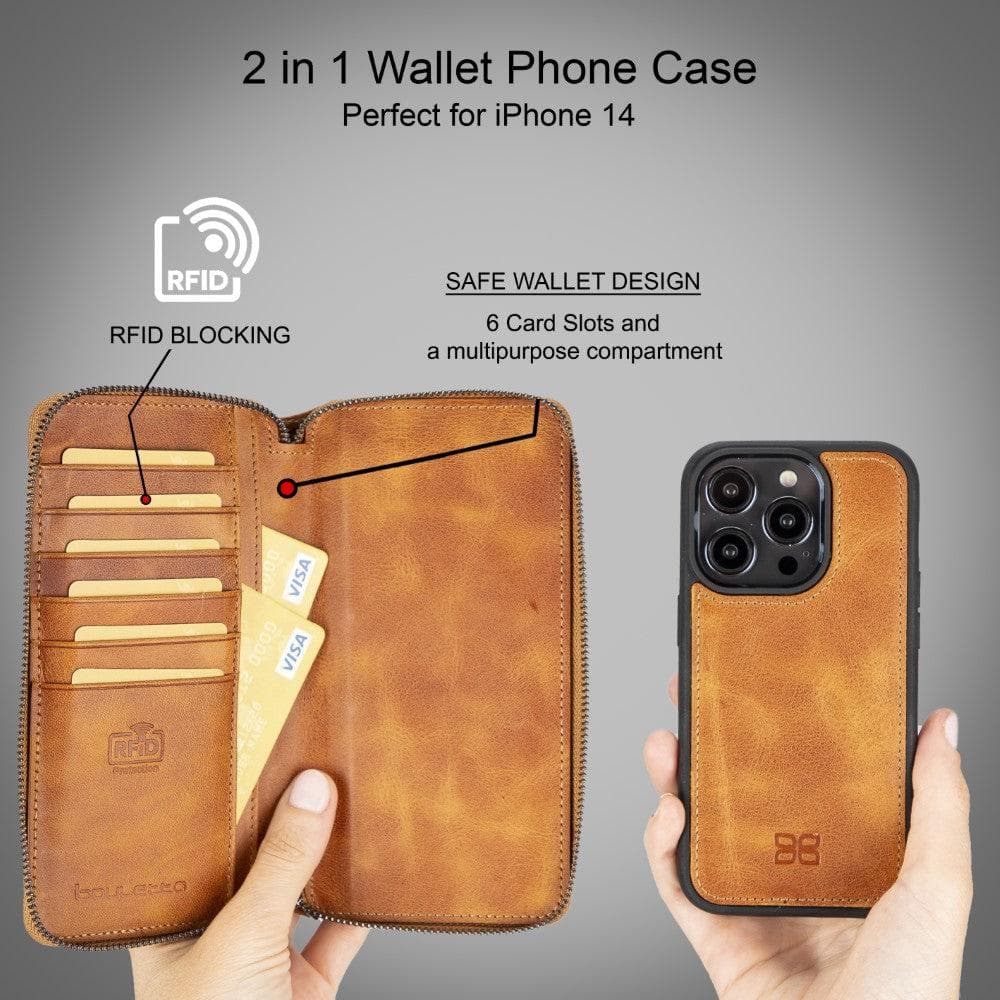 Bayelon Pouch Magic Wallet for iPhone 14 Series - Detachable Leather Case