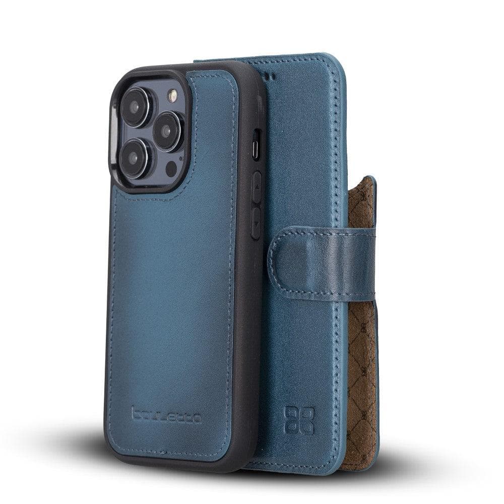 Bayelon Magic iPhone 14 Series Detachable Leather Wallet Case - MW Blue