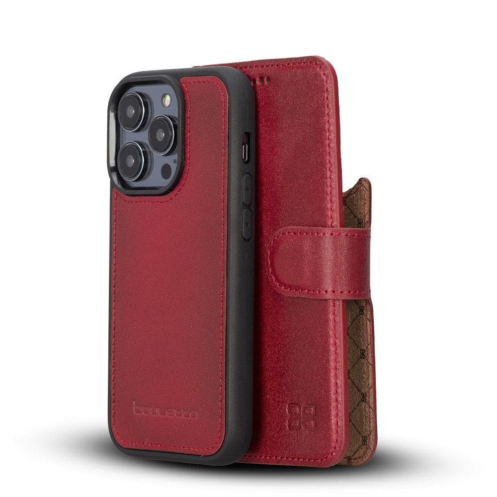Bayelon Magic iPhone 14 Series Detachable Leather Wallet Case - MW Red