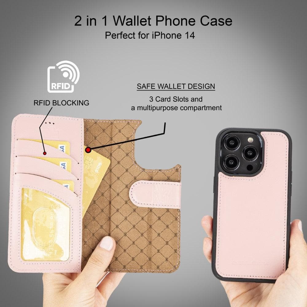Bayelon Magic iPhone 14 Series Detachable Leather Wallet Case - MW