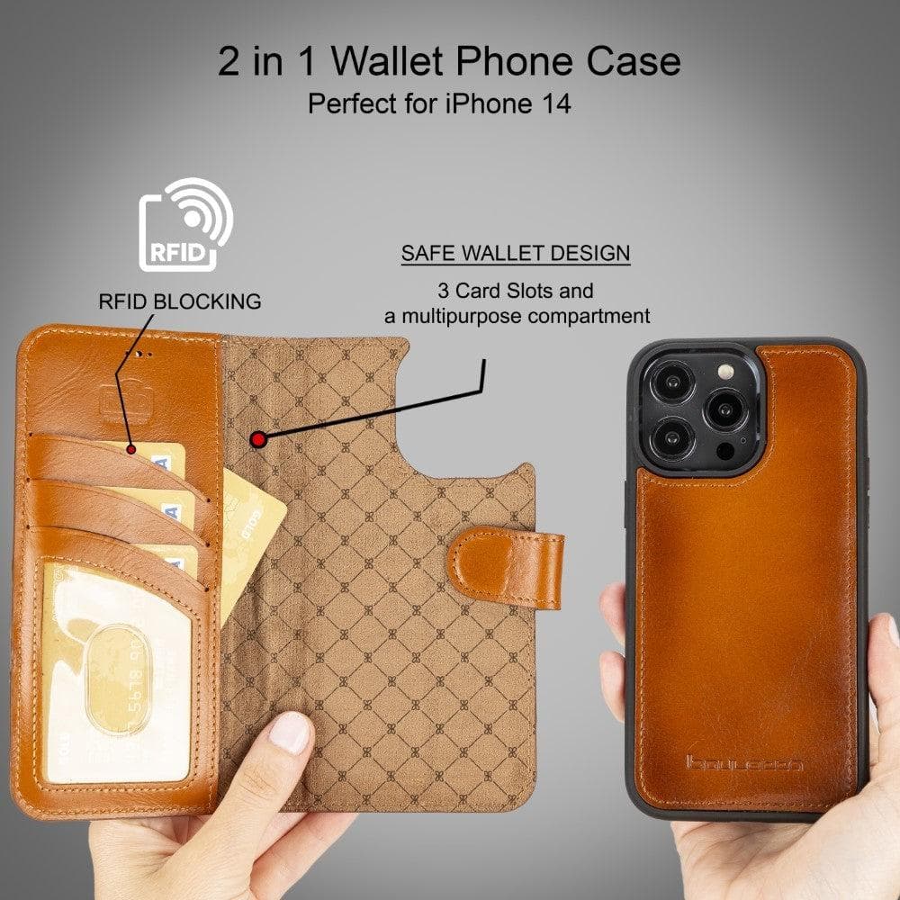 Bayelon Magic iPhone 14 Series Leather Wallet Case - Detachable & Elegant