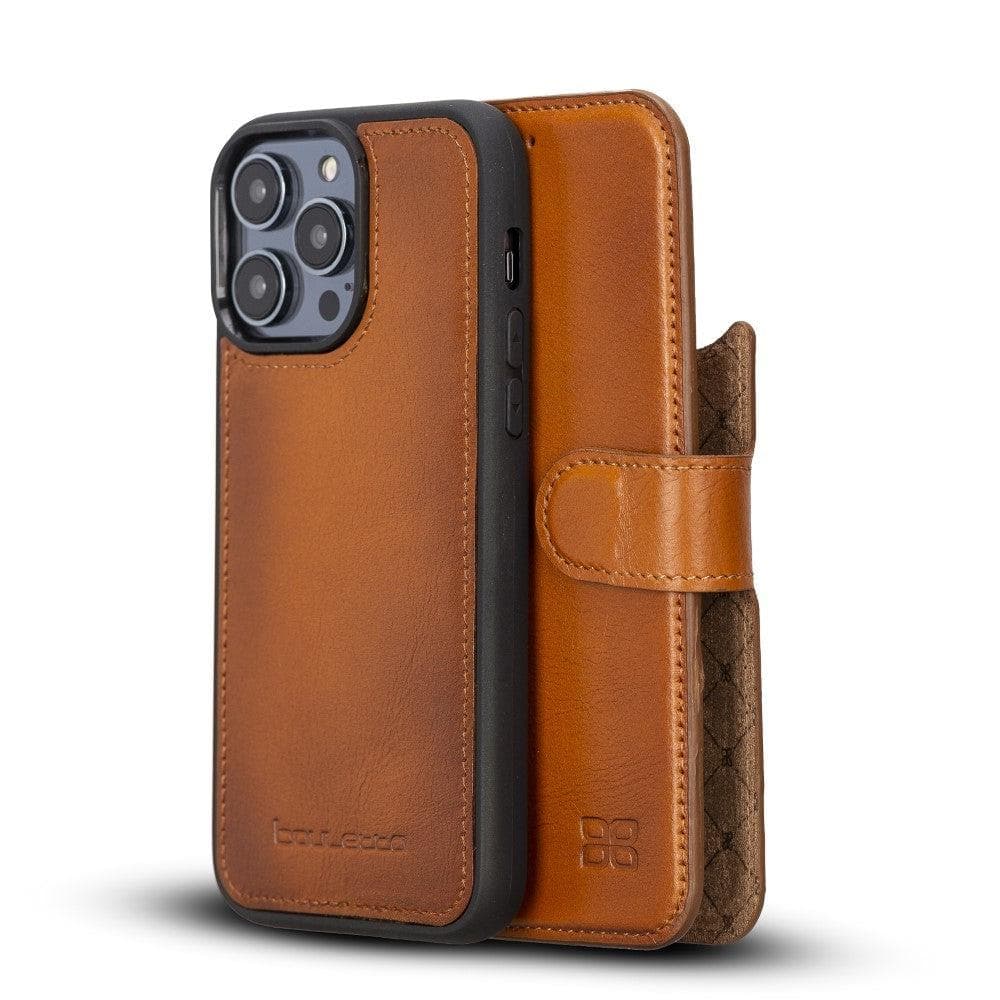 Bayelon Magic iPhone 14 Series Leather Wallet Case - Detachable & Elegant Tan