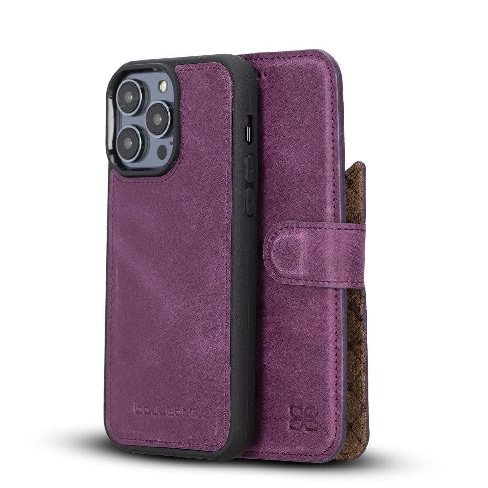 Bayelon Magic iPhone 14 Series Leather Wallet Case - Detachable & Elegant Purple