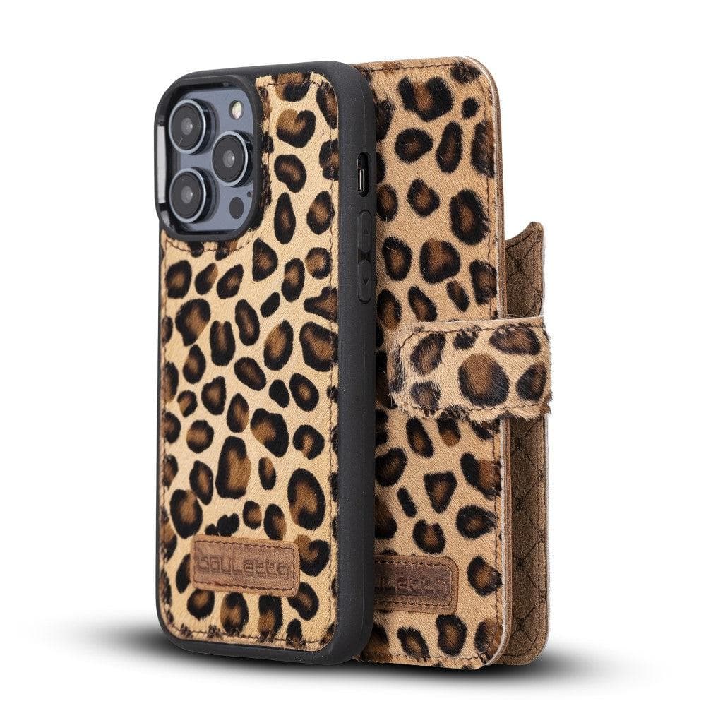 Bayelon Magic iPhone 14 Series Leather Wallet Case - Detachable & Elegant Leopard