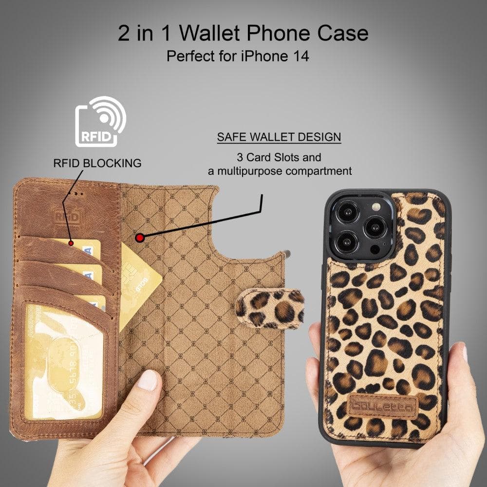 Bayelon Magic iPhone 14 Series Leather Wallet Case - Detachable & Elegant