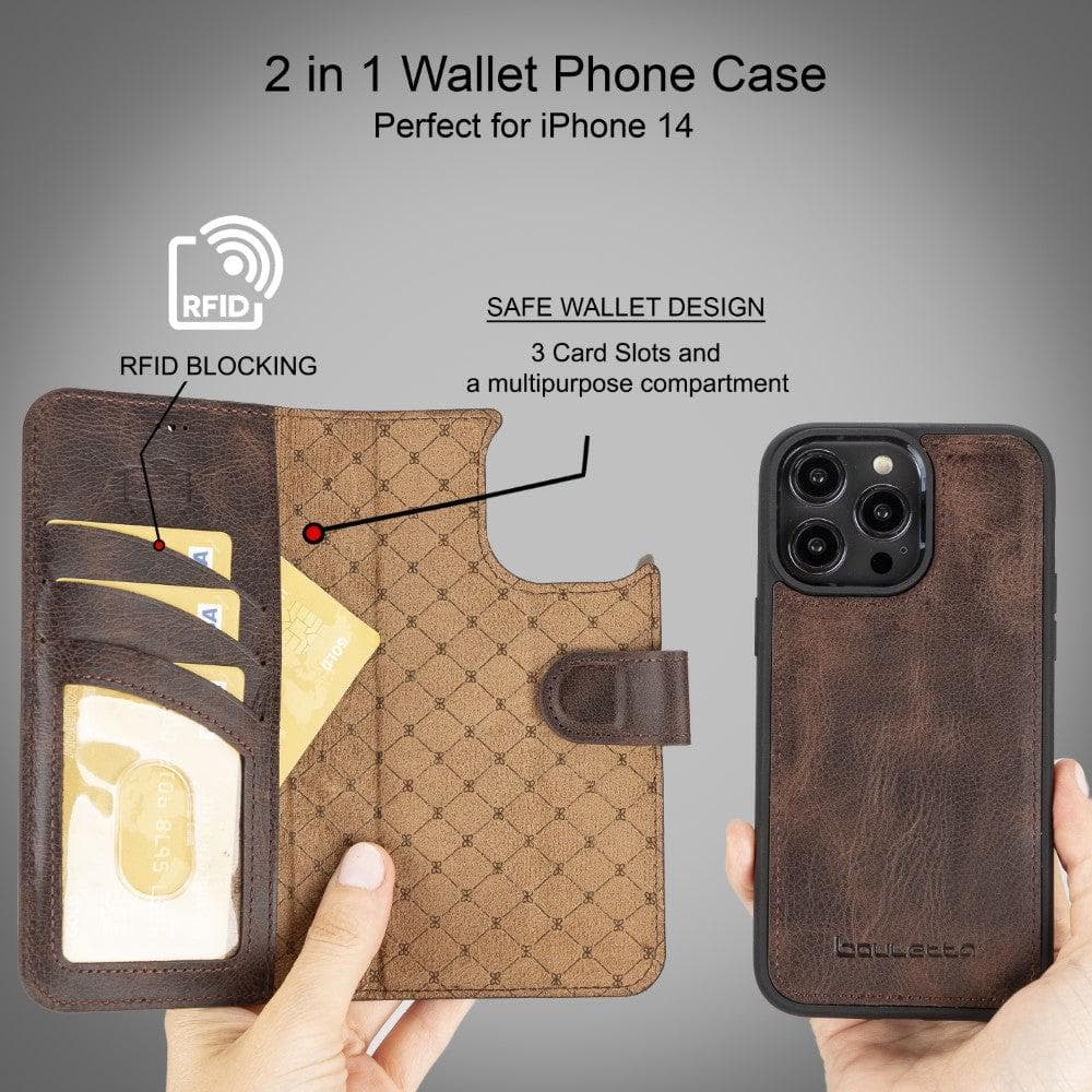 Bayelon Magic iPhone 14 Series Leather Wallet Case - Detachable & Elegant