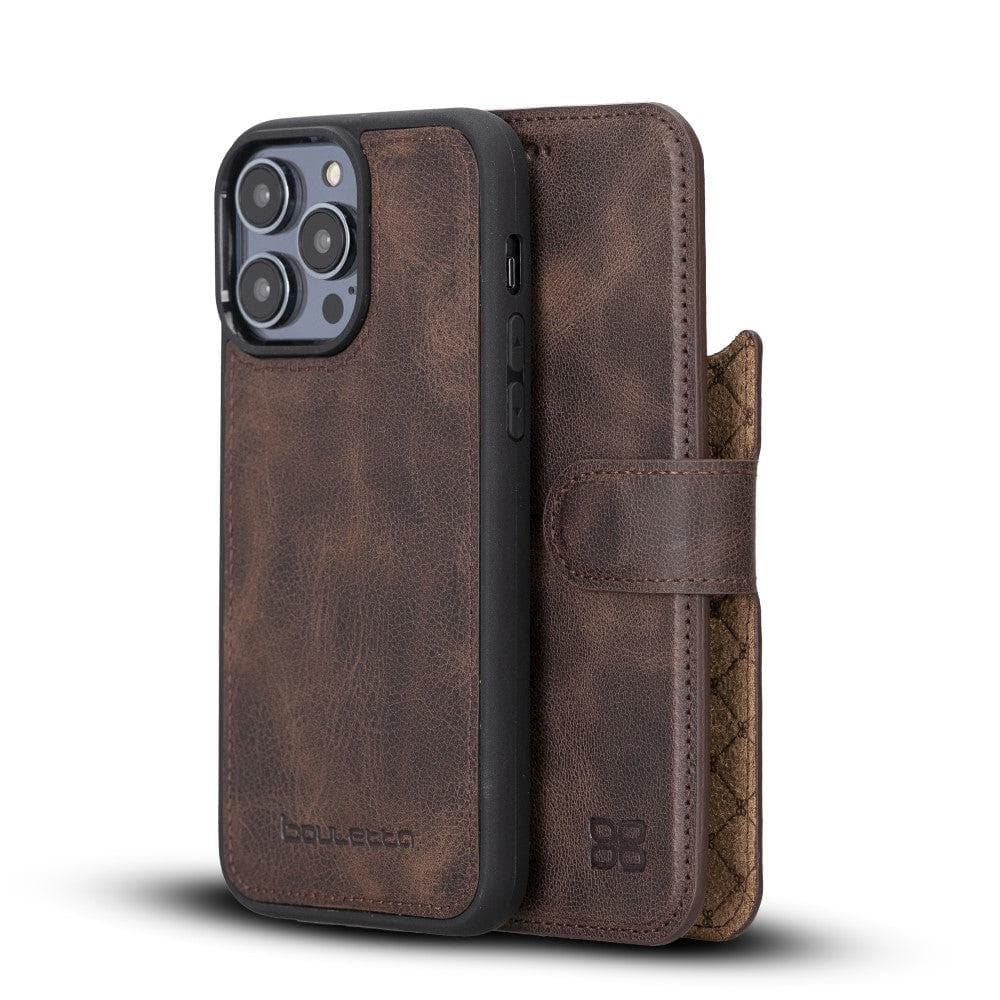 Bayelon Magic iPhone 14 Series Leather Wallet Case - Detachable & Elegant Brown