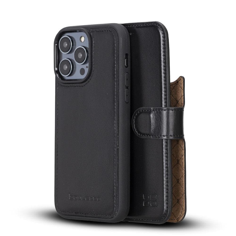 Bayelon Magic iPhone 14 Series Leather Wallet Case - Detachable & Elegant Black